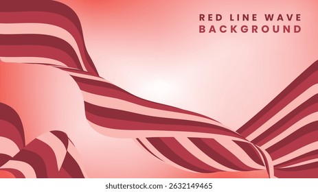 Bold red curved stripes wave background with elegant abstract flow on gradient backdrop
