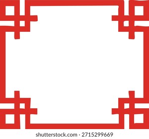 A bold red decorative frame with traditional geometric corner motifs surrounds an empty black center, creating a striking festive border design.