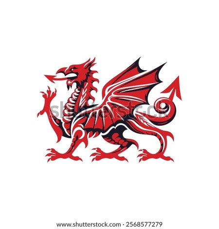 Bold Red Dragon Vector Design Inspired by Welsh Culture for St Davids Day Celebrations