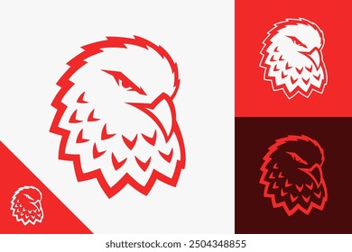 Bold red eagle head with an intense, angry expression, designed as a powerful mascot for esports teams. Perfect for gaming logos, competitive branding, identities that emphasize strength aggression