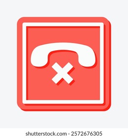 A bold red end call icon vector with a cross symbol, perfect for indicating missed or reject calls in communication apps or contact related designs