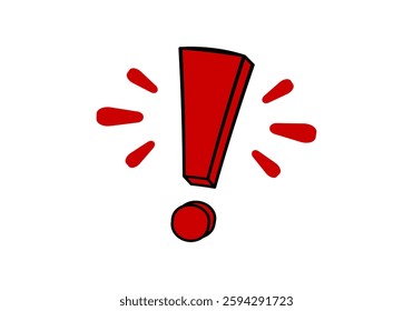 Bold red exclamation mark with rays, used to grab attention and indicate alerts.