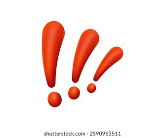 Bold red exclamation marks arranged in an increasing size pattern on a white background.