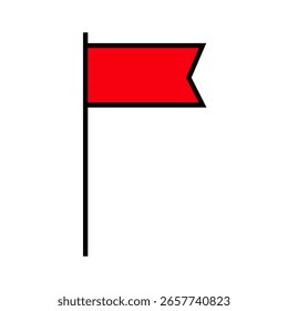 Negrito bandeira vermelha ilustração marcação localização ou realização, design simples para comunicação impactante