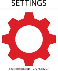Un símbolo de engranaje rojo en negrita se centra en un fondo blanco, con las CONFIGURACIONES de la palabra en texto negro encima.