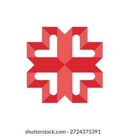 Diseño Geométrico Rojo Audaz De La Estrella Con La Forma De Entrelazamiento Para La Identidad Moderna De La Marca.