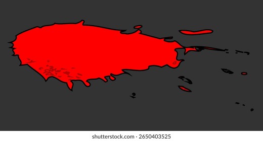 Bold red graphic resembling a forceful impact or splatter of liquid, paint, or blood, with a dark outline. Ideal for action, grunge, horror, or comic-style designs.