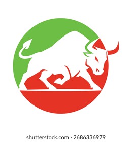 Ilustração De Logotipo Red E Green Circular Bull Negrito