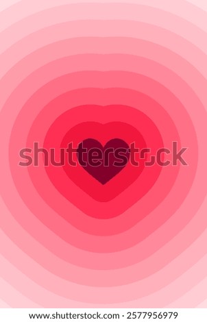 A bold red heart at the center of soft pink concentric gradients, radiating warmth and love. Perfect for romantic, artistic, or festive designs.