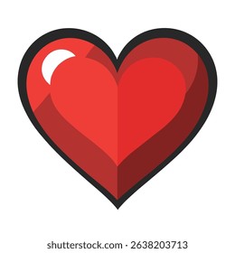 A bold red heart in pop art style, featuring smooth lines and minimalistic design. Perfect for use in digital and print designs.