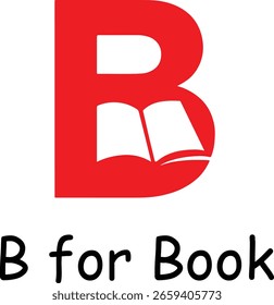 Una letra B roja en negrita se muestra prominentemente sobre un fondo blanco. Debajo de la Grande letra B, la frase "B para el libro" 