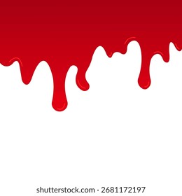 Bold red liquid drips on white background. Perfect for banners, websites, and graphic design projects. Stylish and modern abstract design.