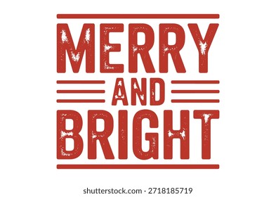 Un audaz diseño de texto rojo "alegre y brillante", perfecto para saludos festivos de vacaciones.