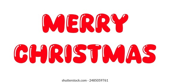 Bold Red Merry Christmas Text Greeting on White Background.