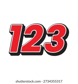 Bold Red Numbers 123 3D Typography Style