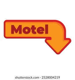 Bold, red and orange sign pointing down with the word motel on it