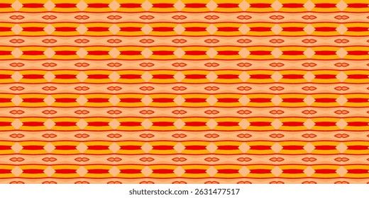 Bold Red and Orange Tribal-Inspired Seamless Pattern