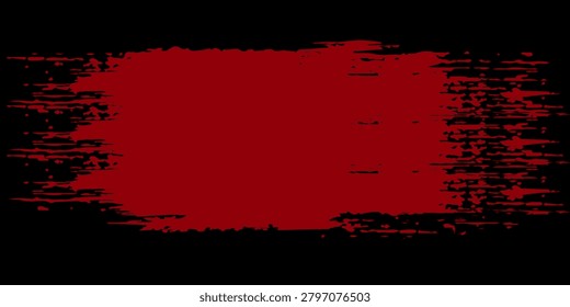 A bold red paint brush stroke across a black background with distressed, grunge edges and textured splatter. Ideal for posters, banners, headers, packaging, social media graphics, and modern design projects.


