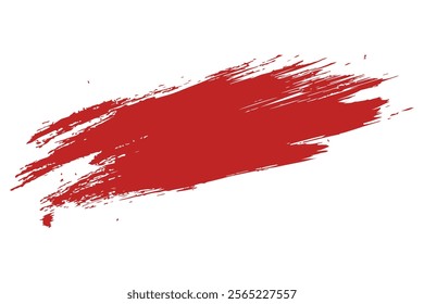Bold red paint brushstroke design on a white background.