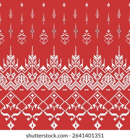A bold red pixel fabric pattern with a modern, digital vibe. Perfect for tech-inspired designs, gaming themes, or unique textile prints.