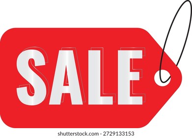 A bold red “SALE” price tag with clean typography and a hanging string design. Ideal for retail stores, e-commerce websites, online promotions, banners, and advertising campaigns to highlight sale items and attract customer attention.