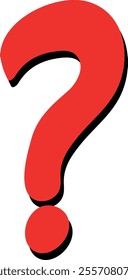 Bold Red Question Mark Symbol with Shadow
