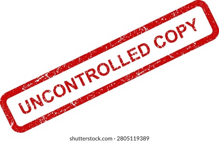 Bold red rubber stamp with distressed edges marked 'Uncontrolled Copy' for documents or media use.