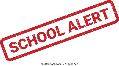 Um carimbo vermelho ousado 'Alerta Escolar' com uma textura grunge, ideal para anúncios educacionais urgentes, avisos de segurança ou notificações importantes do campus.