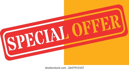 Bold red special offer stamp with yellow accents on split background