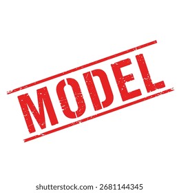 Bold red stamp displaying the word 'model' on a clean background.