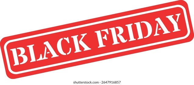 Bold red stamp with white black friday text for sales and promotions