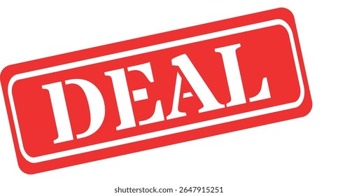 Bold red stamp with white text announcing a deal