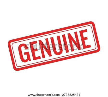A bold red stamp with the word genuine printed in white Vector