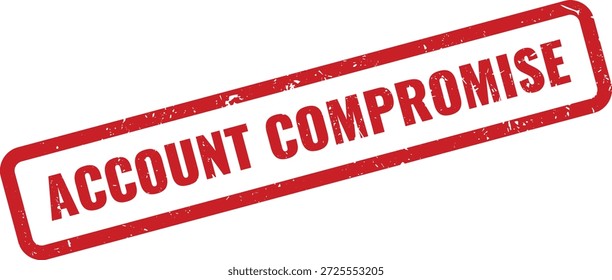 Um carimbo vermelho em negrito com as palavras "COMPROMETIMENTO DE CONTA" para alertar sobre violações de segurança.