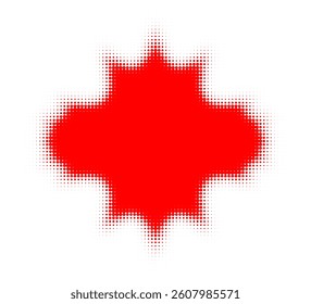 Bold red star shape with dotted pattern in white background
