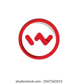 A bold, red, stylized "W" logo set within a circular frame.