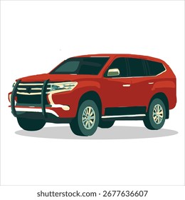 "Bold red SUV vector illustration in clean, modern style."