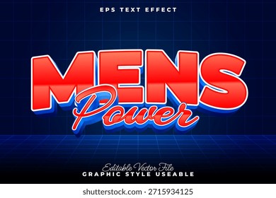 Efecto de texto rojo audaz para 'Mens Power' con contorno azul sobre un fondo de cuadrícula moderno