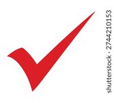 Bold Red Tick Mark Icon for Approval, Checkmark, Verification, and Success