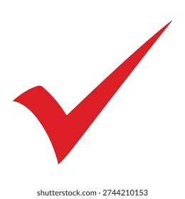 Bold Red Tick Mark Icon for Approval, Checkmark, Verification, and Success