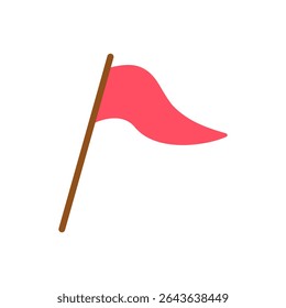 A bold red triangular flag on a pole, warning-style. Suitable for beach safety alerts, lifeguard icons, or hazard signage.