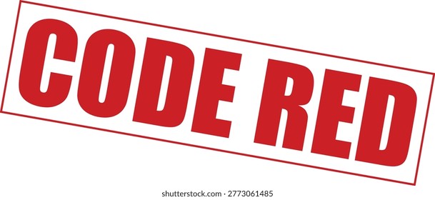 Bold red vector illustration featuring a tilted box containing the urgent text code red