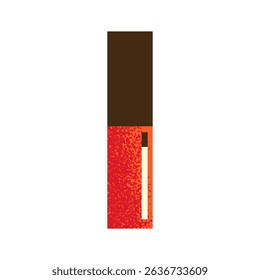 A bold red vertical cosmetic container with a dark brown cap, ideal for lipstick, mascara, or cosmetic pen illustration. Designed in a minimal flat vector style for modern beauty and makeup themes.
