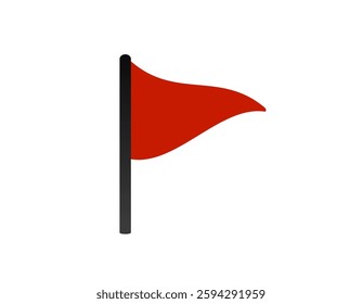 A bold red warning flag waves on a pole, clearly signaling alert and caution in its environment.