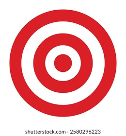 A bold red and white bullseye target icon on a transparent background, symbolizing precision, focus, and accuracy in achieving goals and objectives.