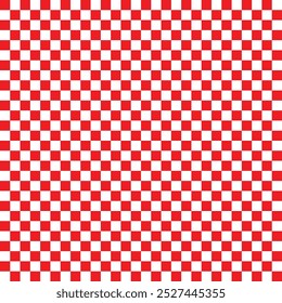 Textura de tablero de ajedrez rojo y blanco, una textura de tablero de ajedrez llamativa y llamativa con cuadrados rojos y blancos profundos, creando un efecto visual de alto contraste. Ilustración vectorial.