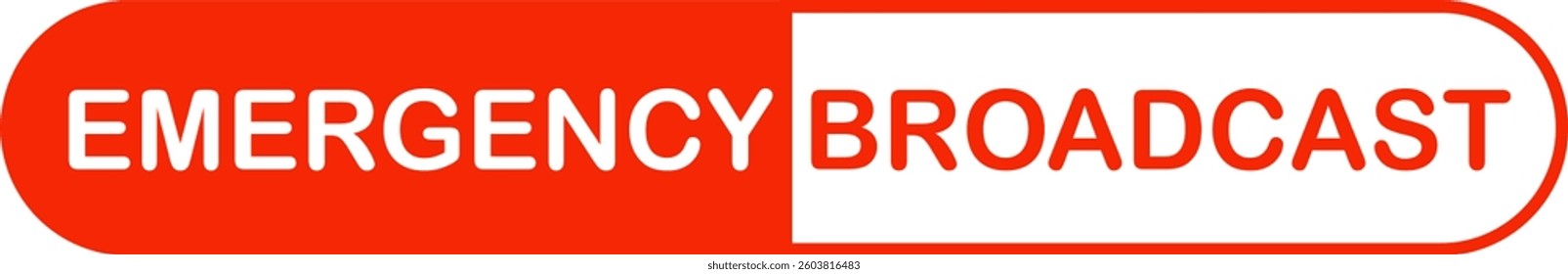 Bold red and white emergency broadcast graphic with clear typography, ideal for urgent communication and public announcements