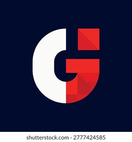 Bold Red White Geometric G Letter Modern Branding