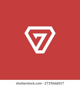 Bold red and white geometric icon featuring a stylized 'G' or '7' within a diamond, representing innovation, strength, and modern design identity