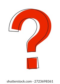 Signo de interrogación rojo y blanco con efecto de sombra.